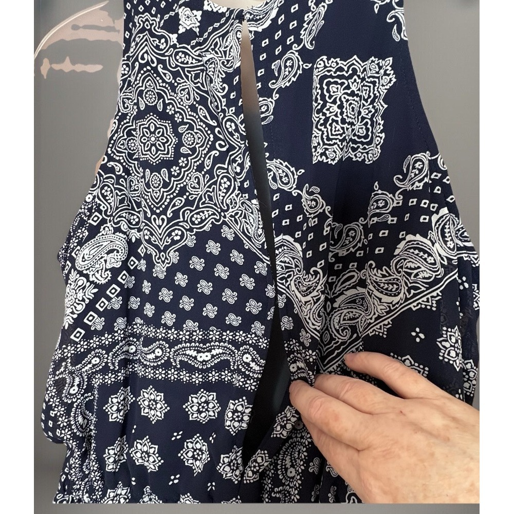 New York & Co Bandana Paisley Maxi‎ Dress M High Slit w Shorts Western Festival - Picture 5 of 16